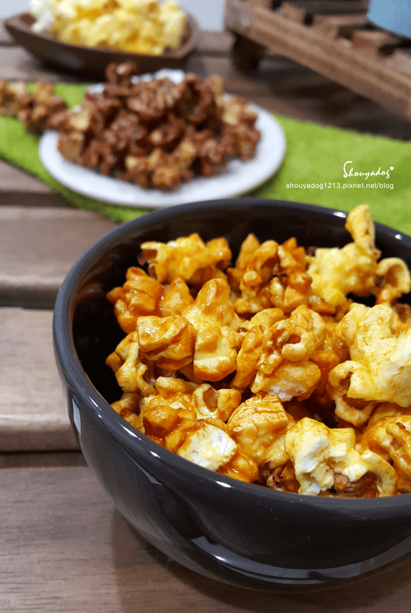 米樂繽紛爆米花,史努比罐的原味爆米花,幾米星空兔的黃巧達起司爆米花,月兔派對橘罐的巧克力爆米花,森林哈妮鹿的焦糖爆米花