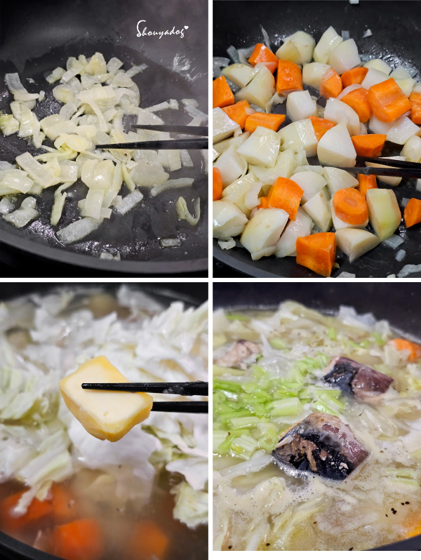 微醺的肌肉男咬勁|用 Howmama 罐頭變出一桌法式私廚料理! - 第14張圖 白酒奶油鯖魚湯燉煮過程教學