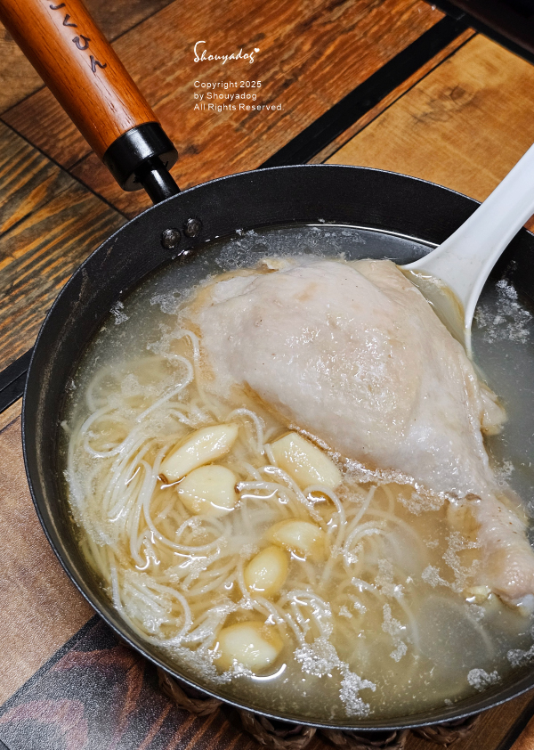 鹽焗蒜頭雞腿麵線-閤味肉燥-暖胃暖心雞湯料理