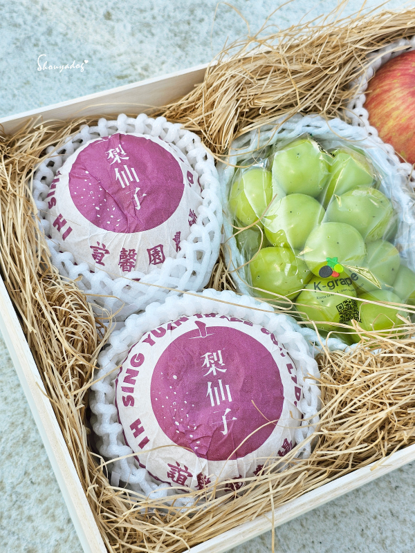 韓國麝香葡萄、韓國梨與日本富士蘋果綜合禮盒-內容物特寫