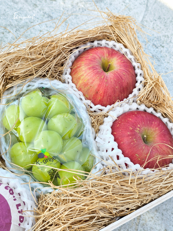 韓國麝香葡萄、韓國梨與日本富士蘋果綜合禮盒-特寫