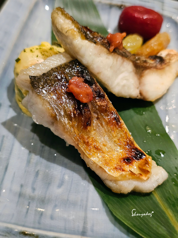 台北無菜單日料烤物-心月懷石日本料理烤午仔魚鯛魚雙拼與焗烤櫛瓜